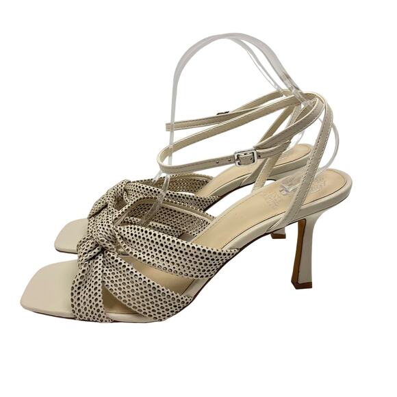 Vince Camuto | Earlena SZ US 11 NWOB Mesh Cut Leather Square Toe Cream Heels - Picture 3 of 13